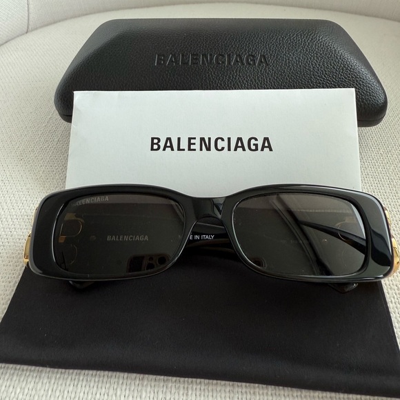 Balenciaga Dynasty BB0096S 001 Black Gold Unisex Sunglasses Authentic - Picture 1 of 8